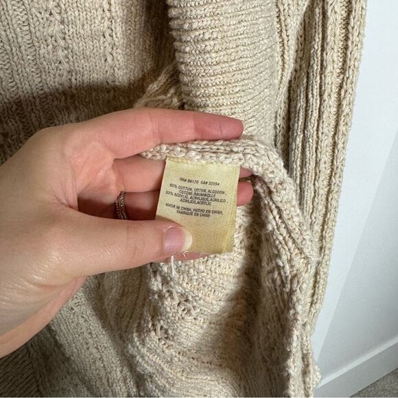 Anthropologie Cream Crochet Knit Open Front Cardigan Sweater Size Small Petite - Picture 3 of 4